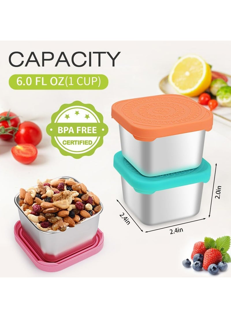 6oz Metal Snack Food Storage Containers with Lids，Toddler Lunch Box for School and Travel - Image 2